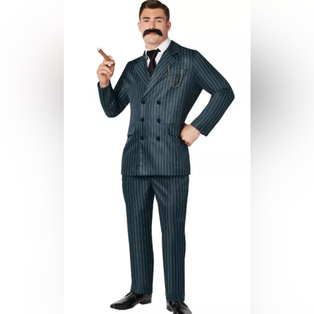 New Gomez Addams Family Father Adult Costume creepy husband costume pin stripe